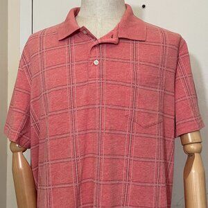 George Men’s Peach Plaid Short Sleeve Polo Shirt – Chest 46-48